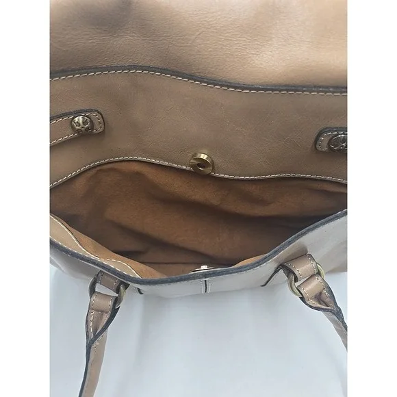 Patricia Nash Vienna Suede Satchel‎ Italian Leather Heritage Biscuit Hand Bag - Picture 12 of 15